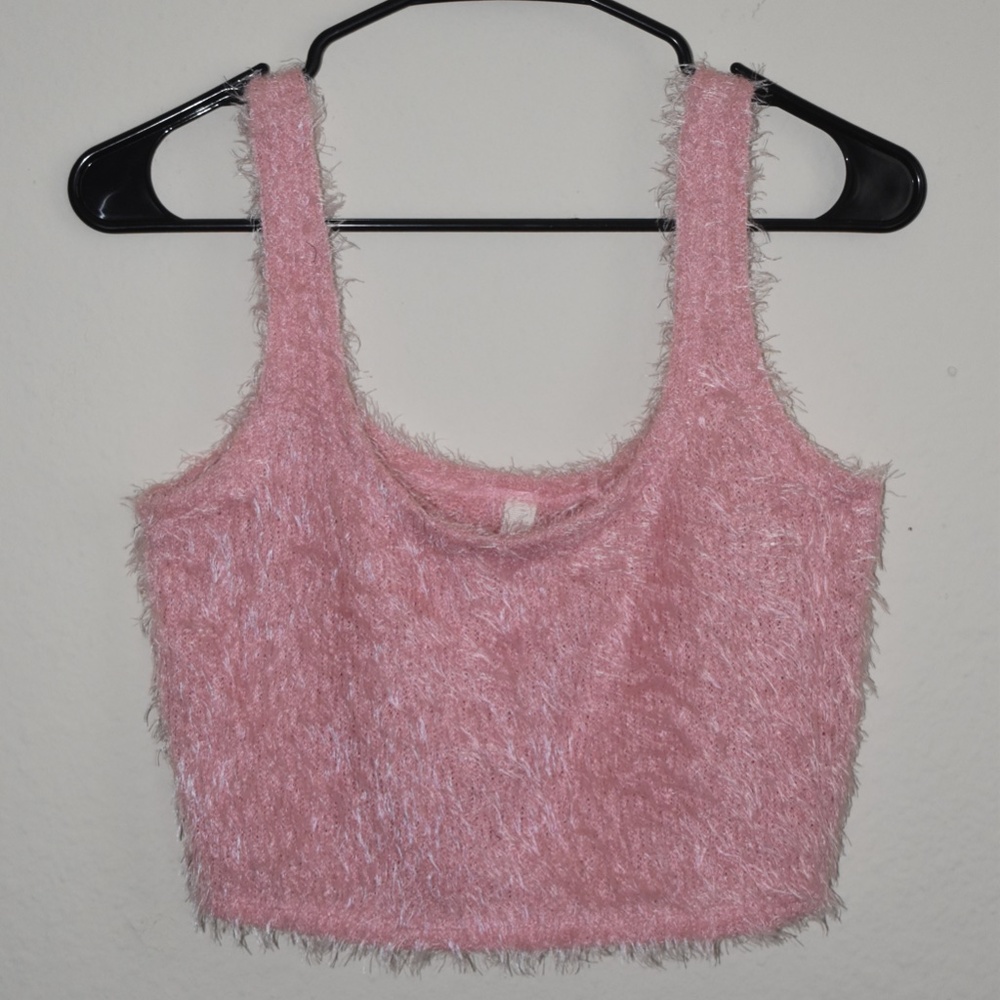 Pink Faux Fur Crop Top!